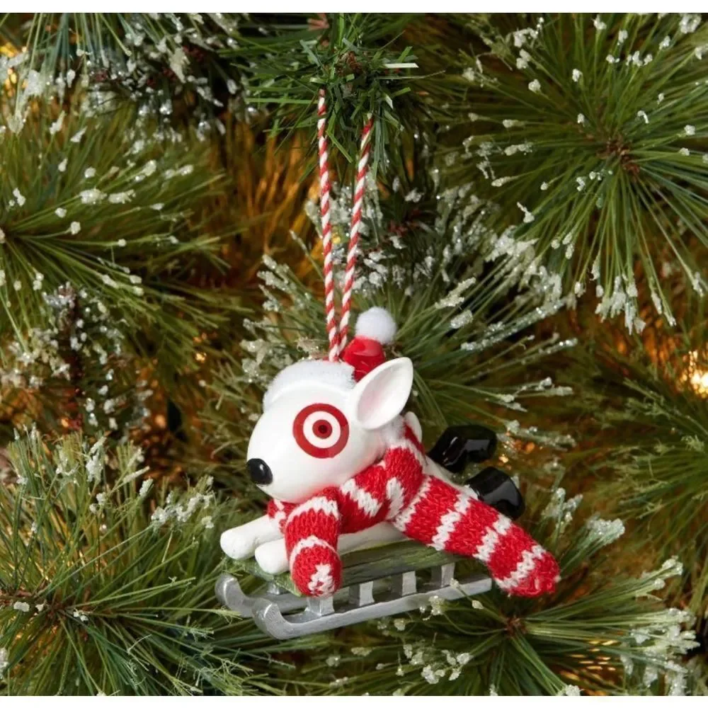 Target BULLSEYE Dog Ornament 2022 Sledding Dog Mascot Wondershop NWT